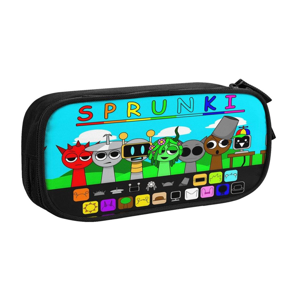 Sprunki Game Pencil Case Cute Cartoon Pencil Box Pen for Student Large Storage Bags Students School Gift Stationery
