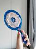 Flower Knows Moonlight Mermaid Exquisite Textured Crystal Hand Mirror Blue Pink Ladies Makeup Mirror