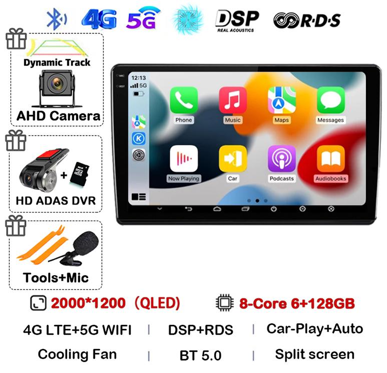 Android 14 Carplay Auto For Skoda Fabia 2 2007-2012 2013 2014 Car Radio GPS Stereo Multimedia Player Head Unit 2 Din WIFI+4G DSP