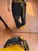 Petite Spicy Girl Retro Yellow Plaid Wide-Leg Patchwork Jeans