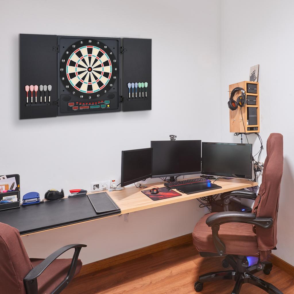Dartboard, Electronic Digital, 12 Darts, LED, 27 Games, 51 x 6.5 x 57 cm, Black