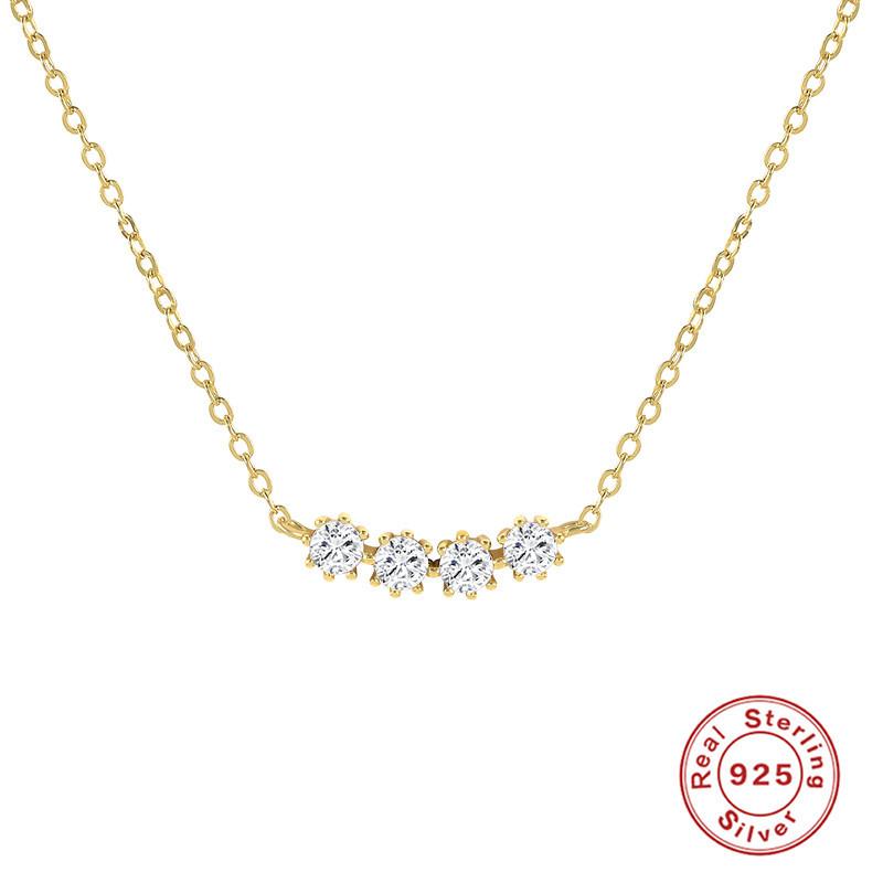 

Ожерелье из лунного камня с бриллиантовой вставкой в четыре сложения, простое роскошное, с бриллиантовой вставкой, из стерлингового серебра S925, с покрытием из 18-каратного золота, регулируемое колье для ключицы 925 Silver