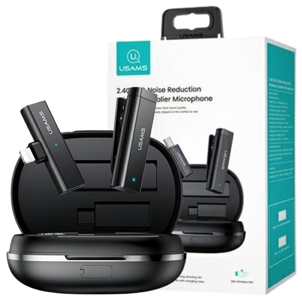 Usams Bezprzewodowy Mikrofon Krawatowyenc 2.4G Wireless Lavalier Microphone Lightning Zb244Mkf01 (Us-Zb244)