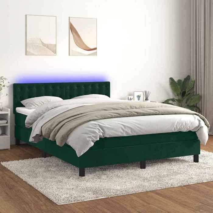 Maison Exclusive - Sommier à lattes de lit matelas et LED Vert foncé 140x200 cm