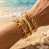 Stainless Steel Shell Starfish Bangles for Women Gold Color Metal Fish Cuff Bangle Bracelet Female Beach Party Aesthetic Zircon