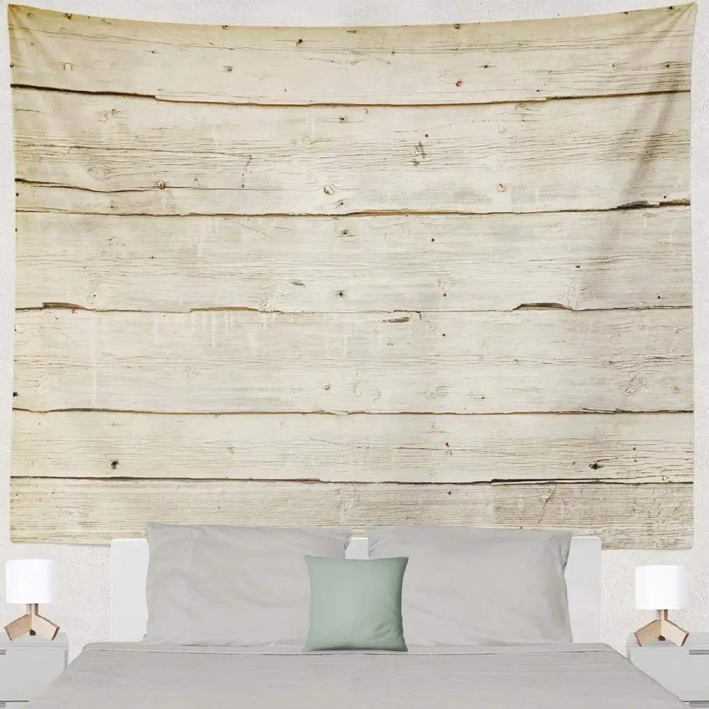 Vintage Planks Tapestry Wall Hanging Striped Wood Wall Tapestry Backdrap for Living Room Bedroom Dorm Home Decor Brown and Grey