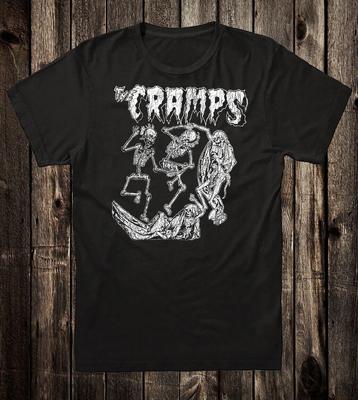 Retro Tee T Shirt 100% Cotton 80's Punk Style The Cramps Rock N Roll Skeleton