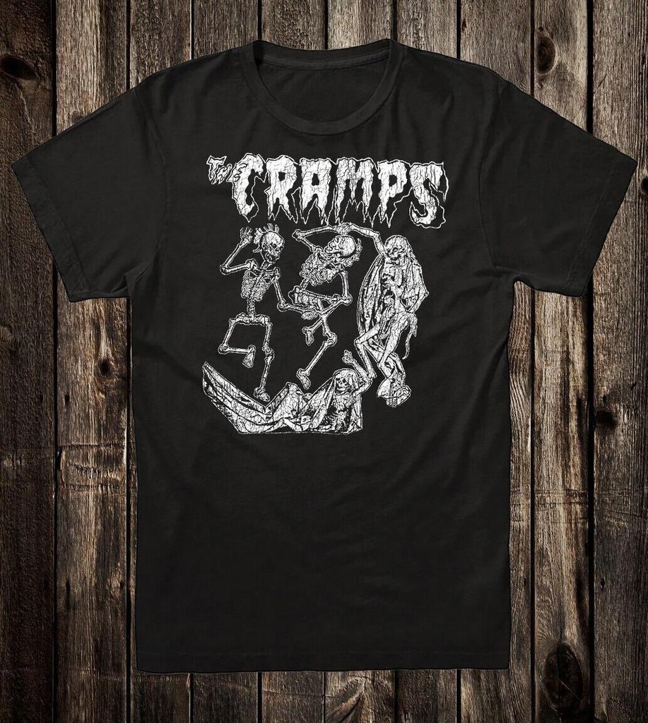 Retro Tee T Shirt 100% Cotton 80's Punk Style The Cramps Rock N Roll Skeleton