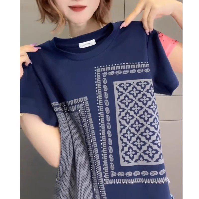 

2025 Plus Size Women s Cotton T-shirt: Fashionable, Loose, Tummy-Slimming, Short Sleeve for Summer M (Recommended below 50kg)