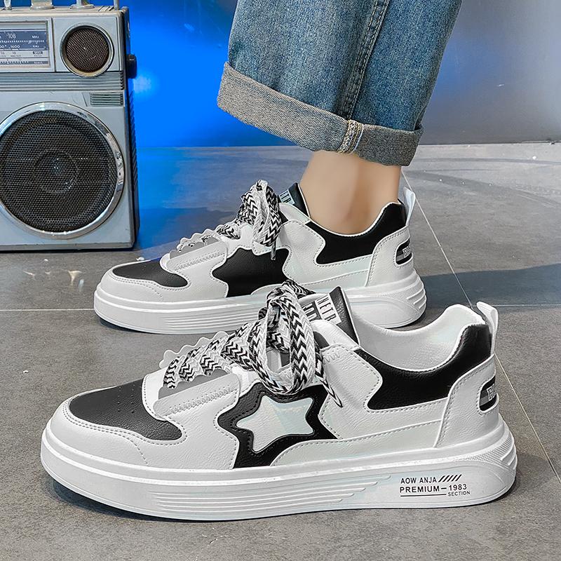 Spring Fashion Versatile Student Casual Board Shoes Men's Shoes, White Red White Black Rice Green