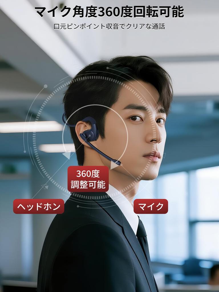 Dual Ear Support Bluetooth Headset with MicCuff G9, Wireless Earphones with Air Conduction Ear Hook, ENC Noise Cancelling, Hands-Free
