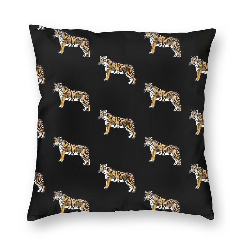 Big Cat Tiger Standing Proud Square Pillowcase Polyester Linen Velvet Creative Zip Decorative Throw Pillow Case Sofa Cover