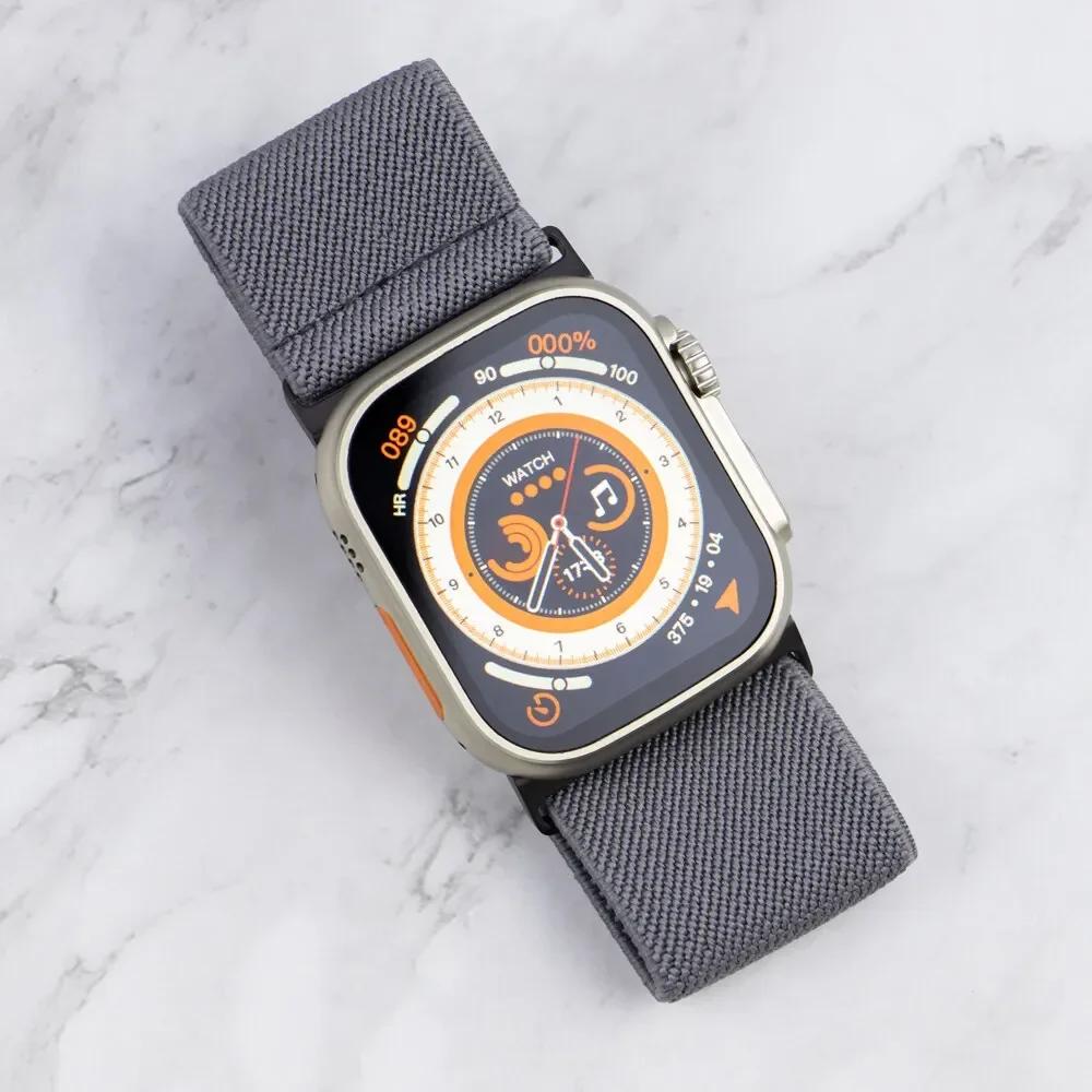 Nylon Elastic Strap For Apple watch Ultra 2 49mm Wide Braided Loop Adjustable Band for iWatch 9 8 7 6 5 4 SE 45mm 41mm 44mm 40mm