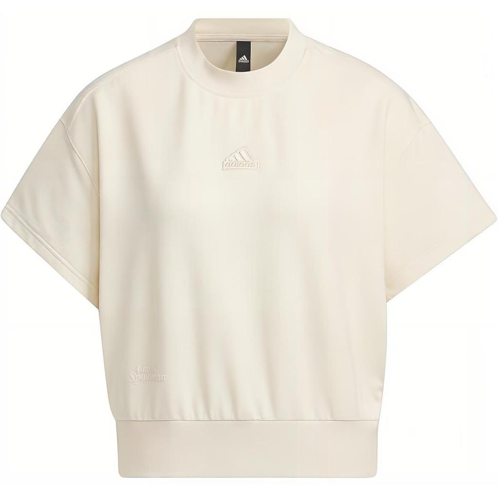 Adidas T Shirts Women's Ecru Crew Neck Moderate Straight Fit IM8868