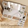 Vanity Table with Illuminated Mirror and Padded Stool, Vanity Set with 6 Drawers and Shelves, White
