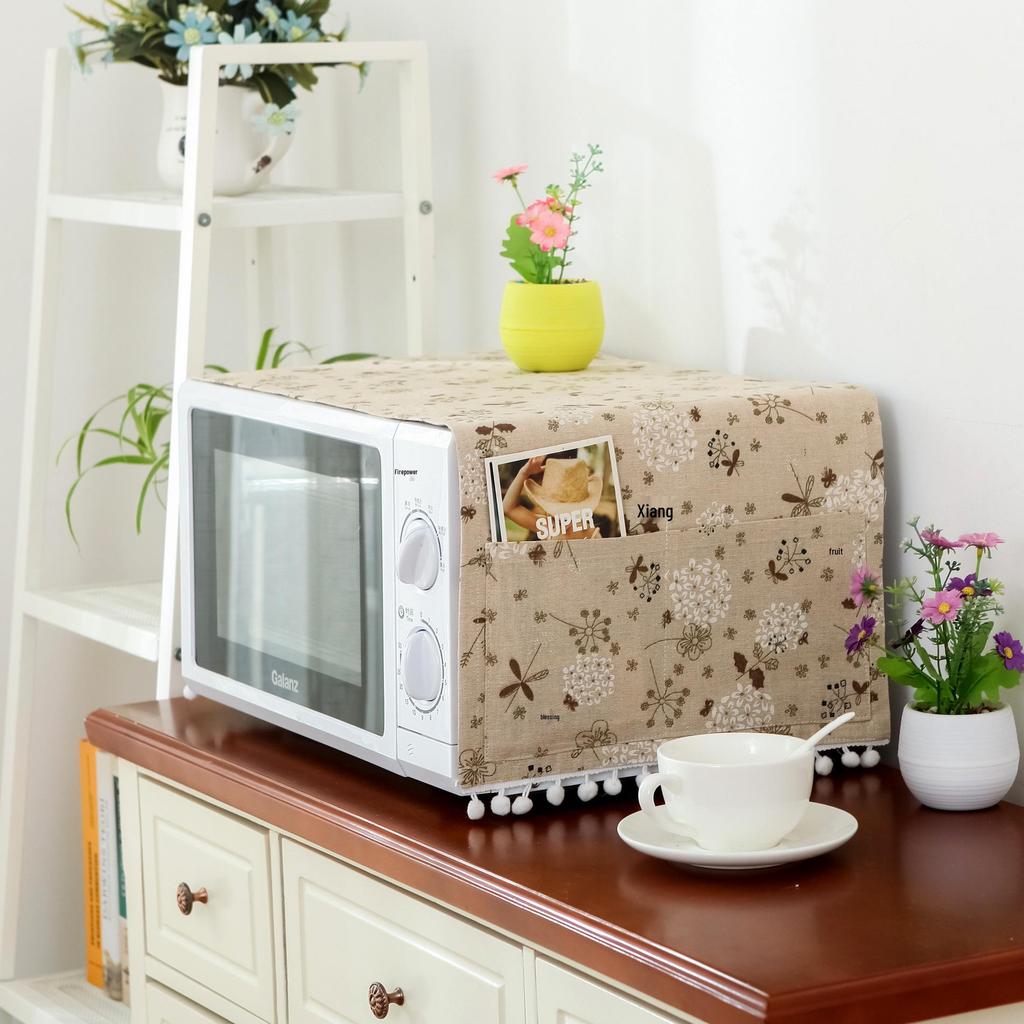 Yimanqiyun Cotton Linen Flower Dust Cover for Microwave and Oven