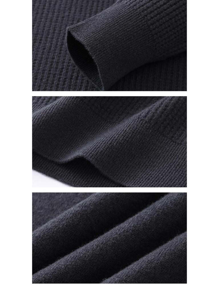 Hengyuanxiang Men's Zippered Half-High Neck Cashmere Wool Sweater – 2025 Autumn/Winter Collection