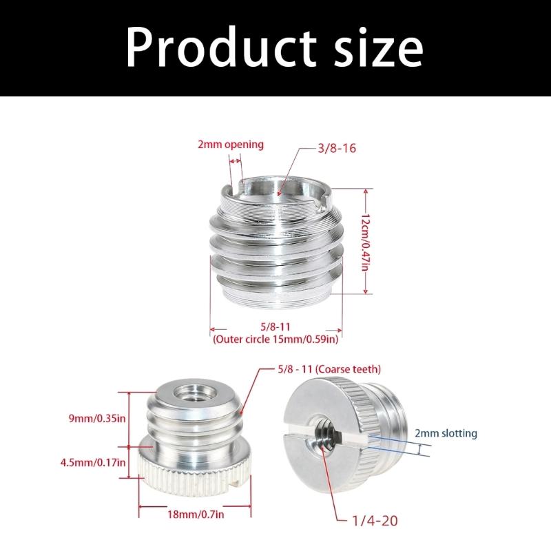 Aluminum Alloy 1/4 to 5/8in 3/8 to 5/8in Male Threaded Screw Mount Adpater Rustproof Converter Lasers Level Accessory