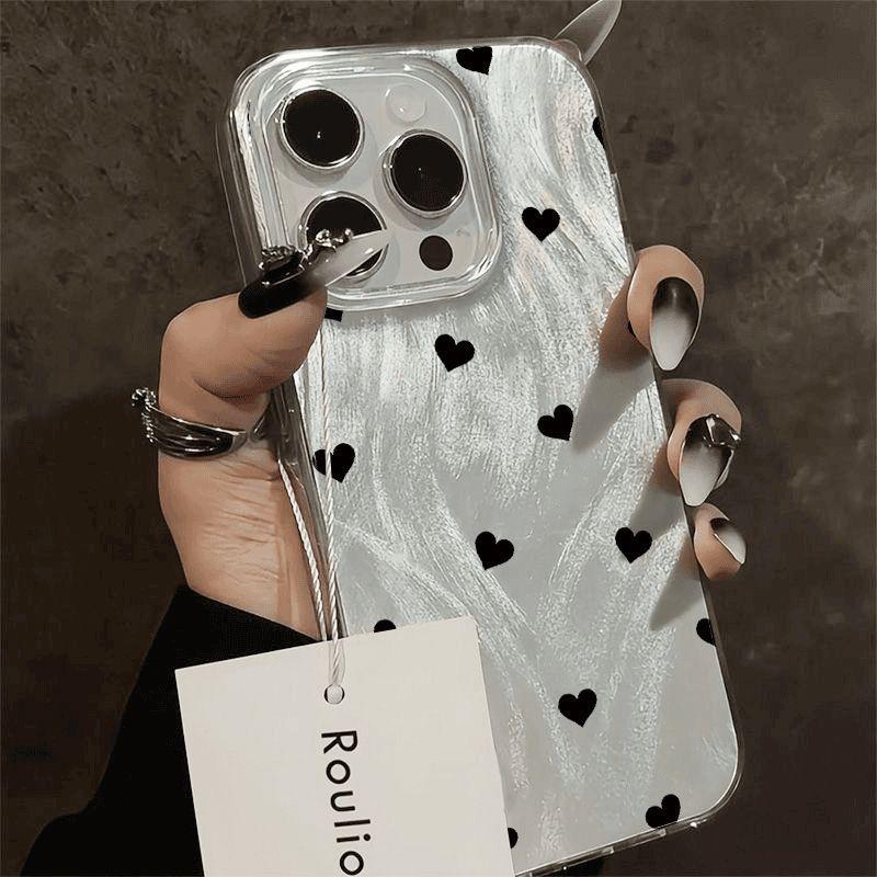 Feather Yarn Black Love iPhone11 Mobile Phone Case 11 Apple 11promax Niche 11 Large Holes 11 Anti-drop 11 Women