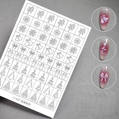 Airbrush Stencil For Nails Winter Snowflake Snow Tree Christmas Decors Hollow Nail Stickers Airbrush French Manicure Tips