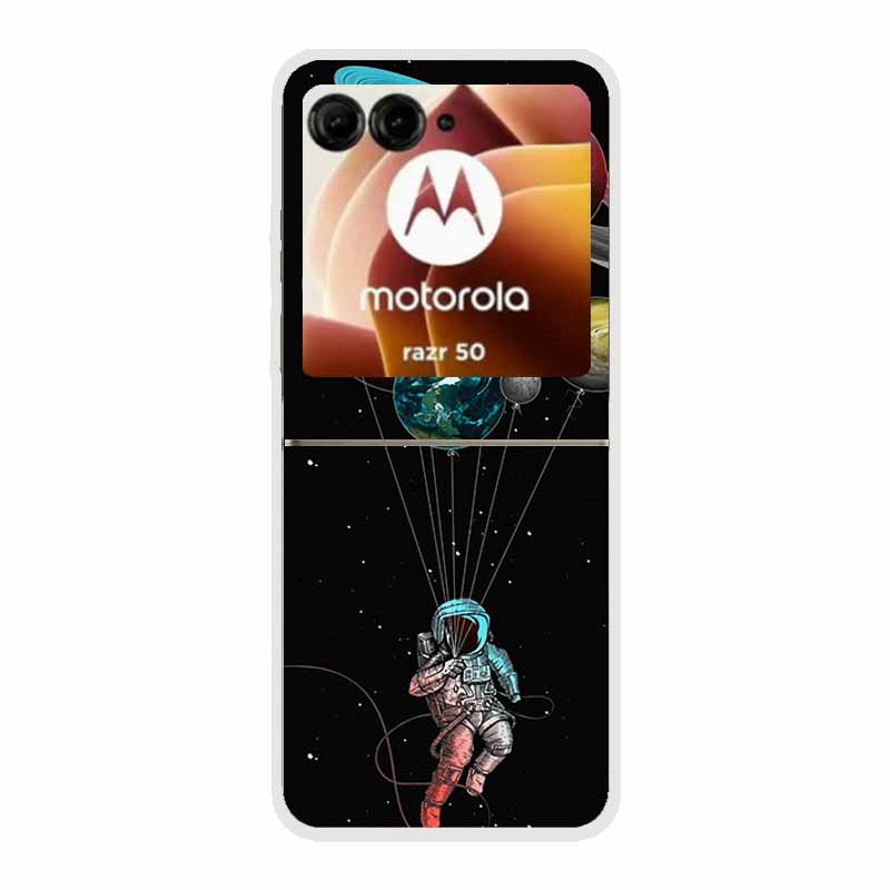 For Moto Razr 50 Case Clear Plastic Hard Painted Space Transparent Phone Covers for Motorola Razr 60 50 Coque Razr 2024 PC Cases