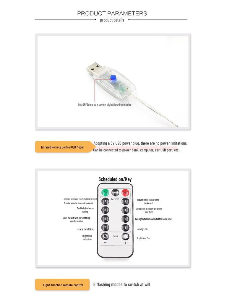 LED Copper Wire Curtain Lights with USB Remote – Colorful Christmas Holiday Decoration