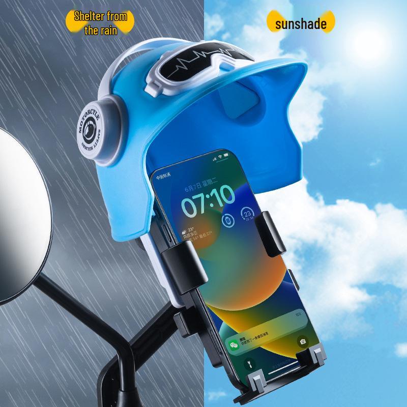 Compact Sunshade & Rain Protection Phone Holder for Helmets and Bikes