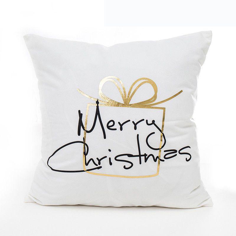 Elegant Christmas Pillow Case Glitter Cotton Linen Sofa Throw Cushion Cover For Home Decor