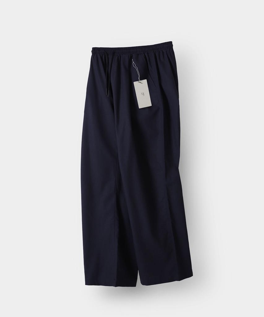 MOOD INSIDE [Set] Semi-Over Pigment Half Shirt + Single-Pleat Linen-Like Wide Elastic Pants