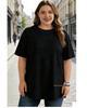 Plus Size Women's 95% Cotton Summer Knit Loose Short Sleeve Solid T-Shirt