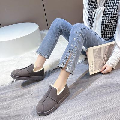 Fashion 2024 High Quality Ladies Shoes Shallow Women's Flats Fashion Round Toe Casual Flats Women Winter Short Plush Flat Low Heels