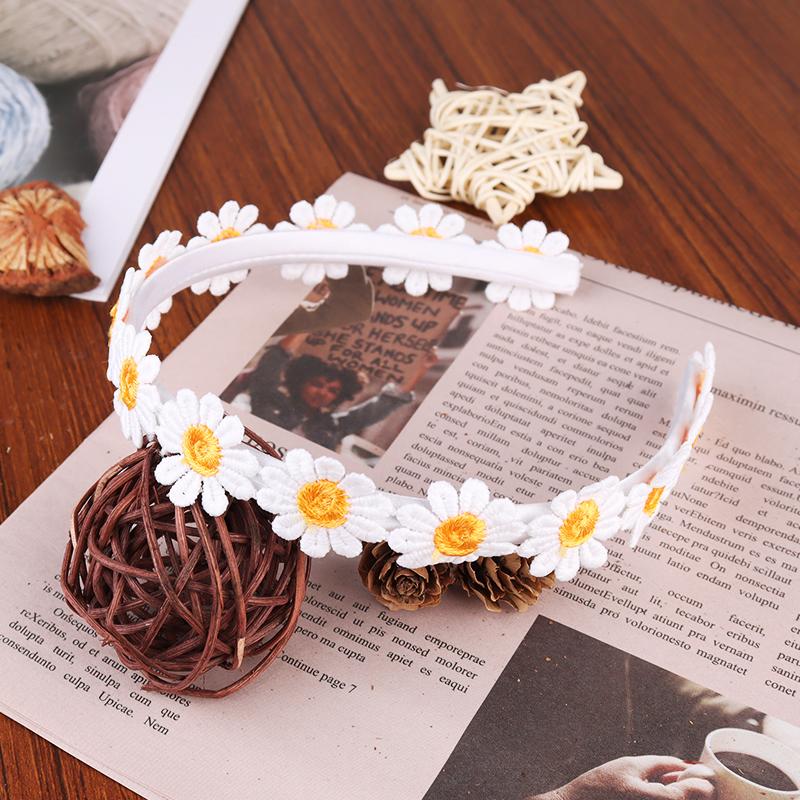 Boho Chic Daisy Girls Headbands Women Solid Embroidery Flower Hair Bands Kids Candy Chrysanthemum Headwear Hair Accessories