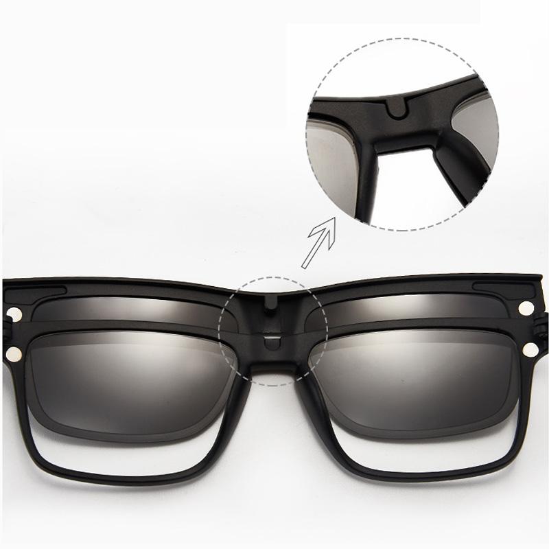 TR90 Eyeglasses Frame with 5 Clip On Sunglasses for Men Rectangle Optical Glasses Leisure Eyewear Design 2266