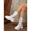 Thick-soled Martin Boots Women's Autumn and Winter New Round Toe Belt Buckle Motorcycle Boots with Fleece Women's Boots