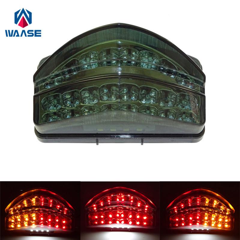Waase For Honda CBR600F4i CBR 600 F4i 2001 2002 2003 Chrome Rear Tail Light Brake Turn Signals Integrated LED Light