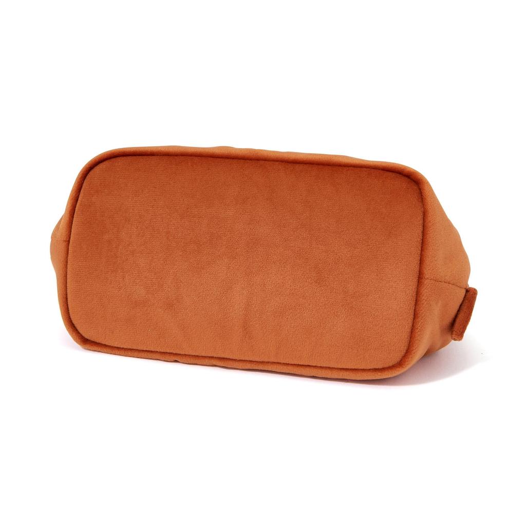 Francfranc Velvet Pleated Wire with Makeup Cosmetic Storage Pouch, Orange, Pockets, Pouch,