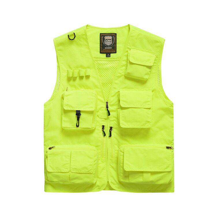 Men's Multi-Pocket Outdoor Fishing Photography Vest, V-Neck Sleeveless Plus Size Workwear 7898 Thin Design