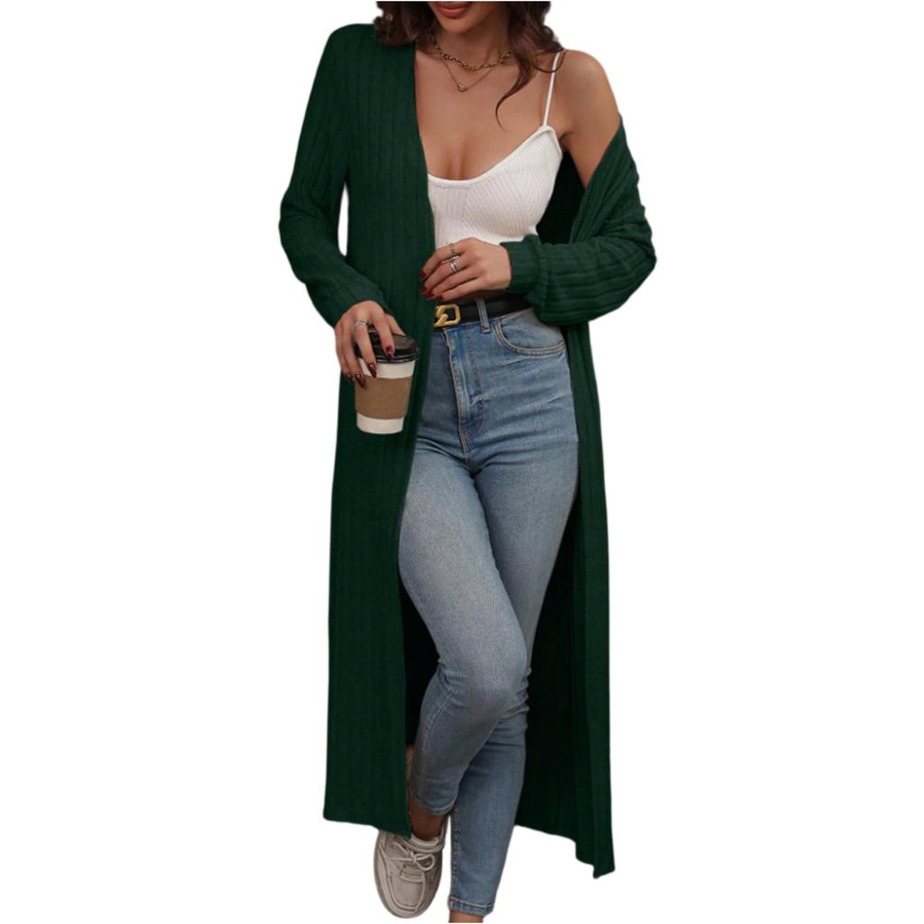 Women's Casual Fashion Solid Color Long Cardigan Jacket