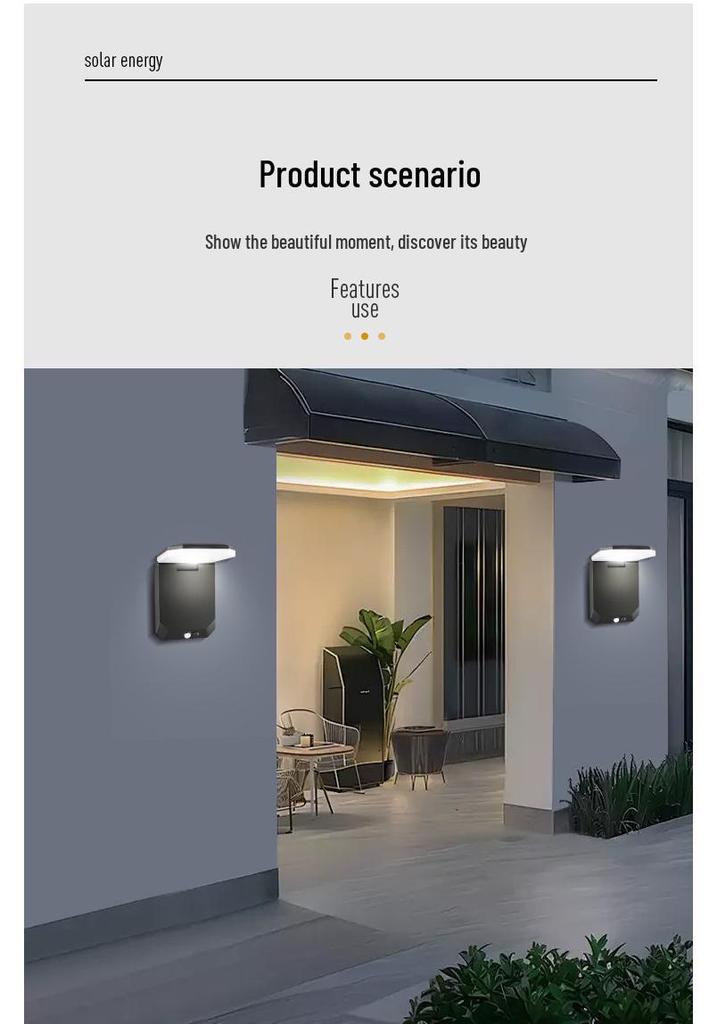 Outdoor Solar LED Wall Floodlight with Sensor - Waterproof Courtyard Lighting