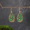 1 Pair Dangle Earrings Ethnic Style Shiny Rhinestone Inlaid Decorative All-match Jewelry Gift Faux