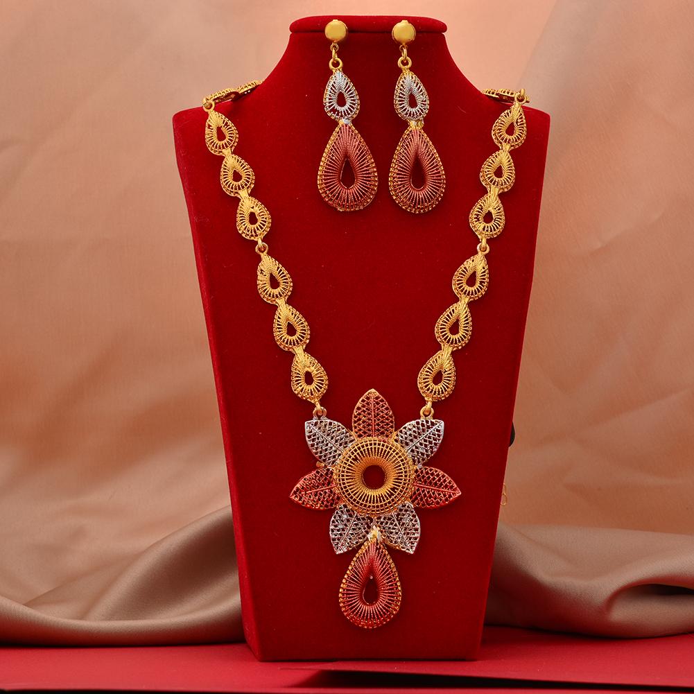 

Дубайские комплекты ювелирных изделий, позолоченные, роскошные свадебные подарки, свадебный браслет, ожерелье, серьги, кольцо, комплект украшений для женщин