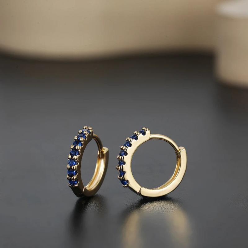 Trendy round colorful zircon earrings - women's jewelry