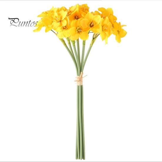 Artificial Narcissus Flower 1 Bouquet Realistic Decorative Easy Care Simulation Yellow White Fake Home Decor