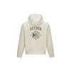 Reebok Letter Print Comfortable Versatile Fashion Hooded Long Sleeve Sweatshirt Women sweatshirt Beige 24FRM302WGM1