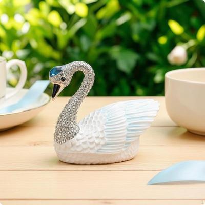 Jewelry Box SwanShaped Trinket Rhinestone Organizer for Women, Collectors, Vanity Table,