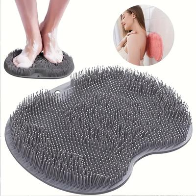 Kaymaz Silikon Ayak Fırçalama Pedi Vantuzlu, Sırt Masajlı Duş Matı Banyo Duvara Monte Banyo Fırçası