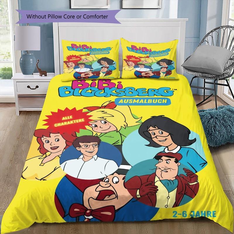 Bibi Blocksberg Cartoon Duvet Cover Set, Cute Witch Bibi & Papa Print Kids Bedding With 2 Pillowcases, No Comforter, Bedroom Decor Gift