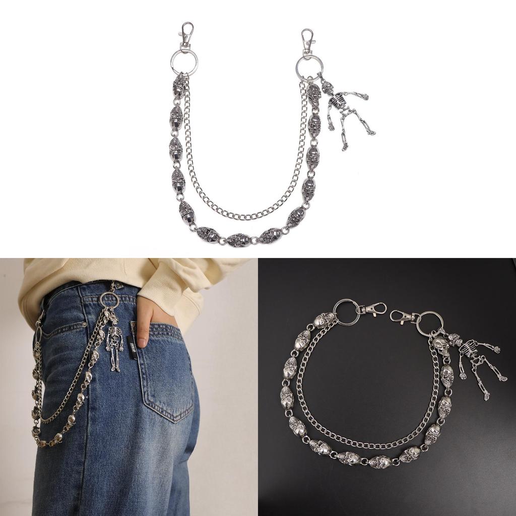 Hip Hop Skull Waist Chain Metal Necklace For Men Women Streetwear Fashion Accessory