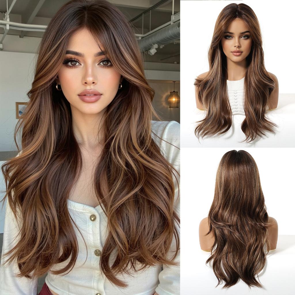 European And American Wind And Wind Gradually Change Platinum Long Curly Hair Wig Eight-Character Bangs Fluffy Natural High Temperature Silk Material