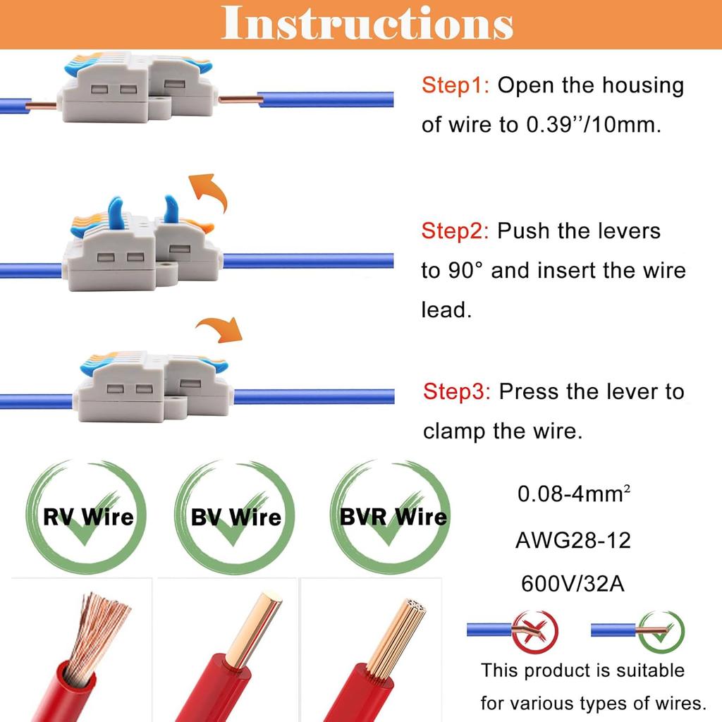 10PCS SPL2/3 Connector Wiring Terminal Quick PCT Lamp Wire Connector Parallel Wire Junction Box 2 In Multiple Out Splitter